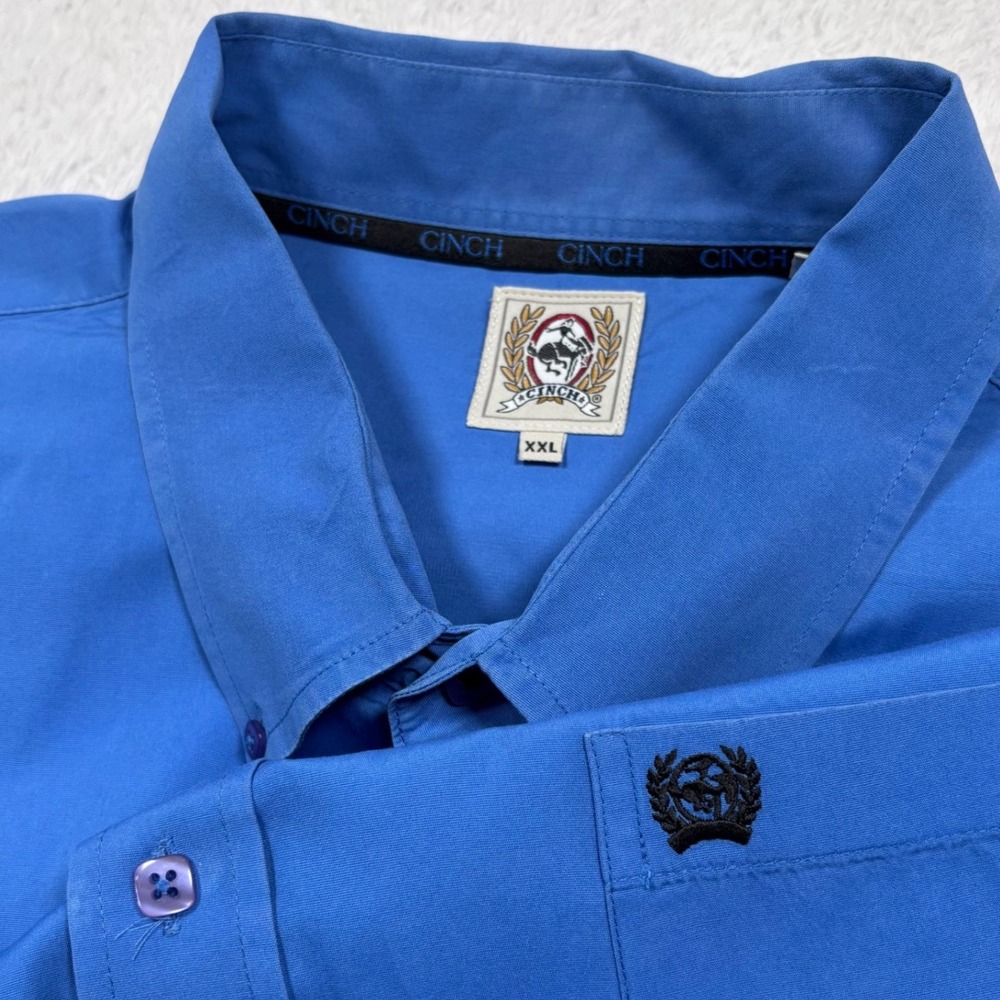 Cinch Western Shirt Mens XXL Blue Long Sleeve Embroidered Logo‎ Rodeo Cowboy